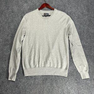 Wallin & Bros Sweater Mens Medium Gray Cotton Cashmere Pullover Rib Hem